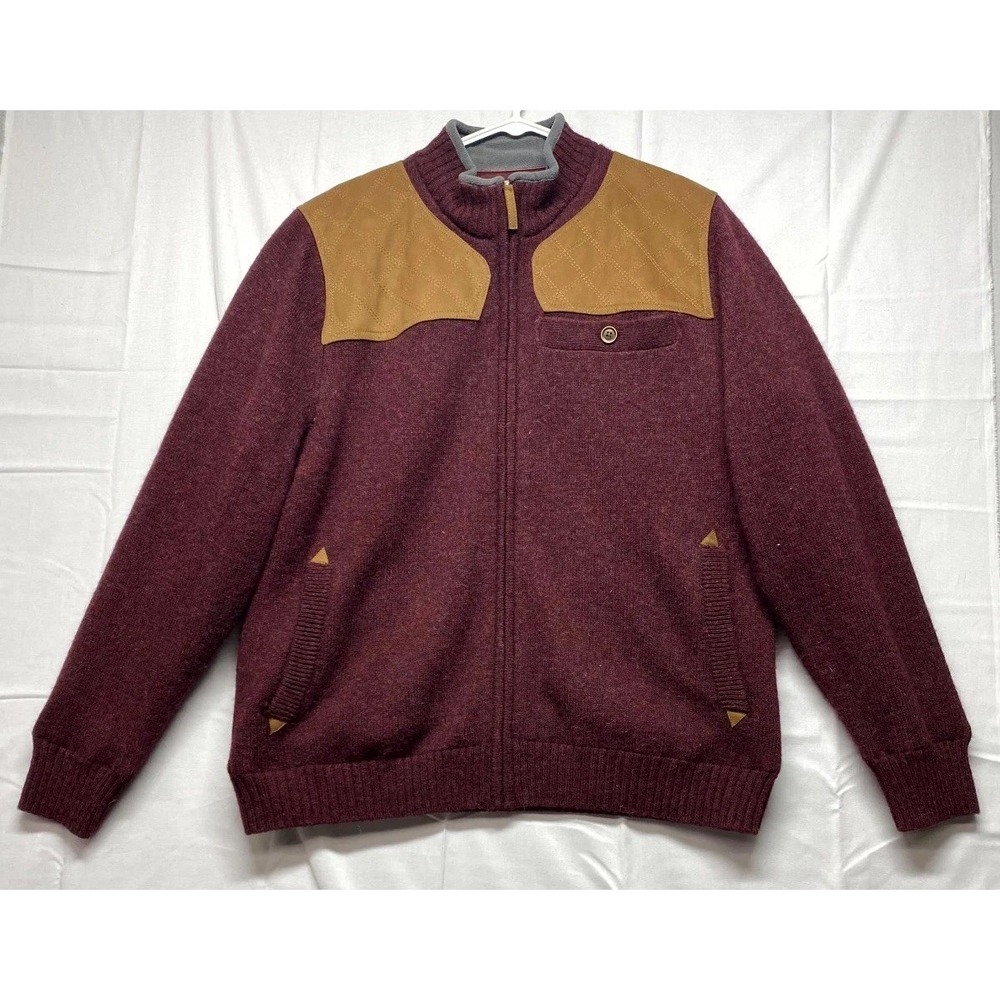 Duluth Trading Company Shetland Wool Windproof Zip Sweater Mens Large Maroon